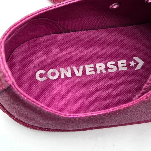 Converse Chuck Taylor All Star Low Fuchsia Glitter Size 8 In Men/ Size 10 Women - Picture 5 of 7